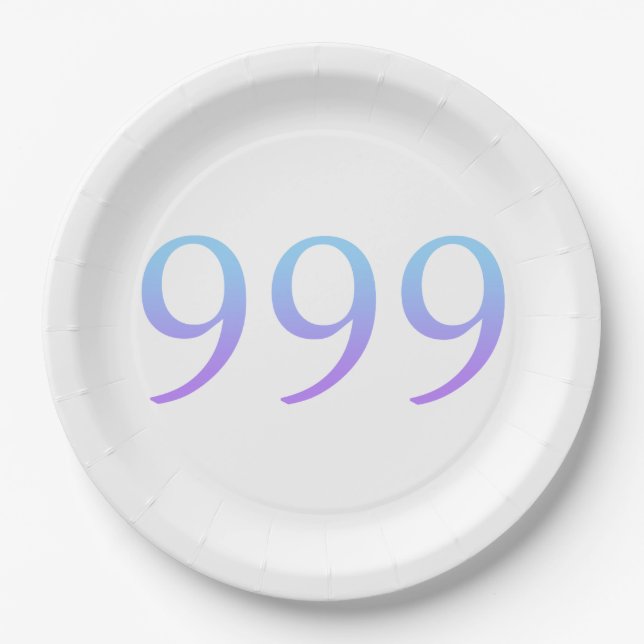 Prato De Papel Número de anjo 999 (Frente)