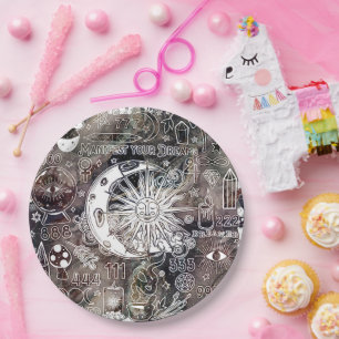 Prato De Papel Numerologia Sortuda Manifesta Galáxia Mágica Grung