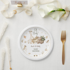 Prato De Papel Nurserian Bohemian Giraffe & Bear Toys Chá de fral