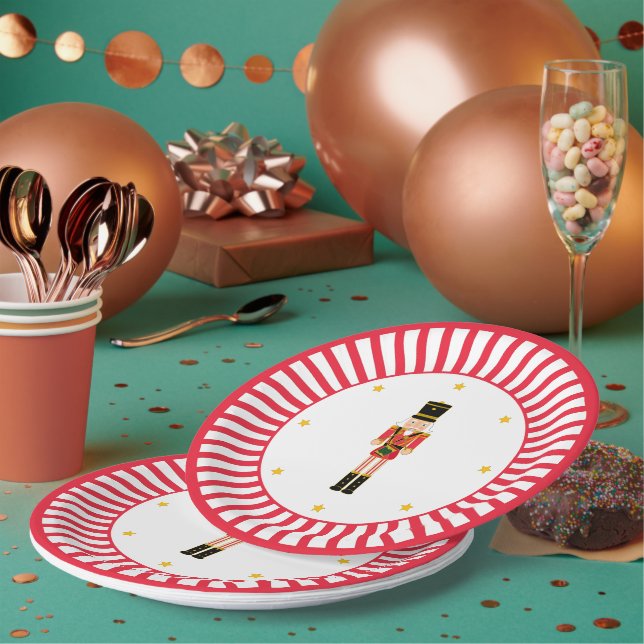 Prato De Papel Nutcracker Christmas Plate Red and White (Múltiplo)