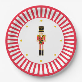 Prato De Papel Nutcracker Christmas Plate Red and White