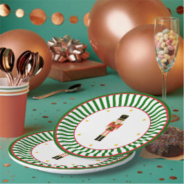 Prato De Papel Nutcracker Christmas Plate Red Green and White