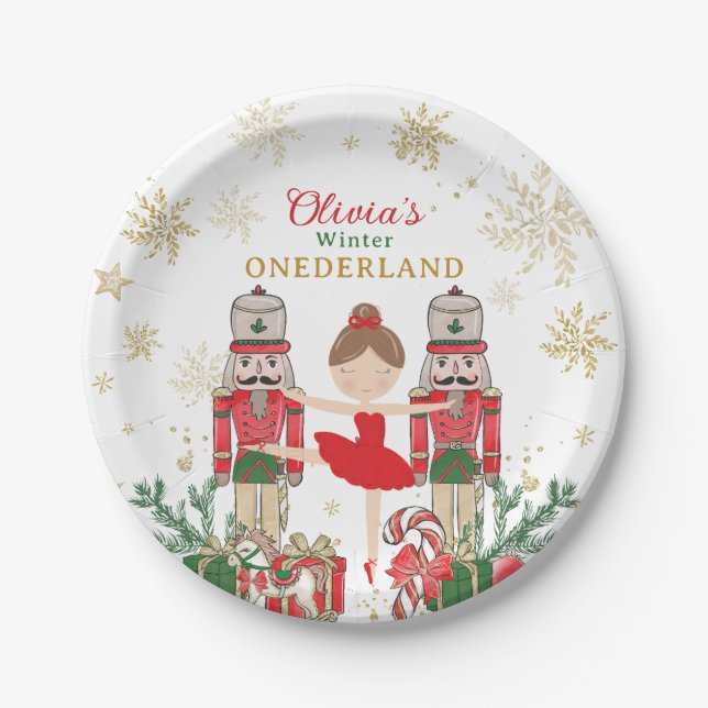 Prato De Papel Nutcracker Inverno Onederland 1º Aniversário Verme (Frente)