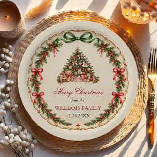 Prato De Papel Nutcracker red bow Christmas Party