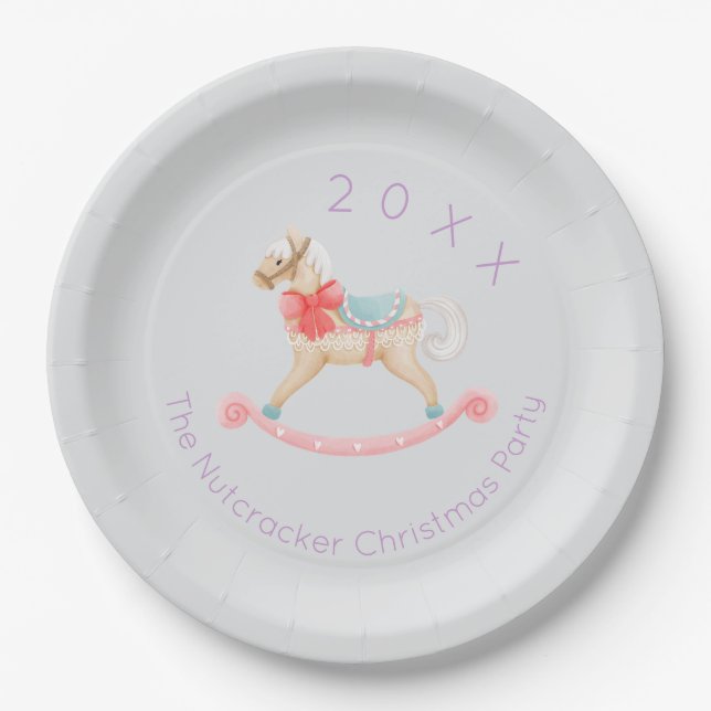 Prato De Papel Nutcracker Rocking Horse Christmas (Frente)