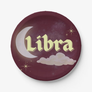 Prato De Papel Nuvem de Lua Libra Celestial Stars Astrologia