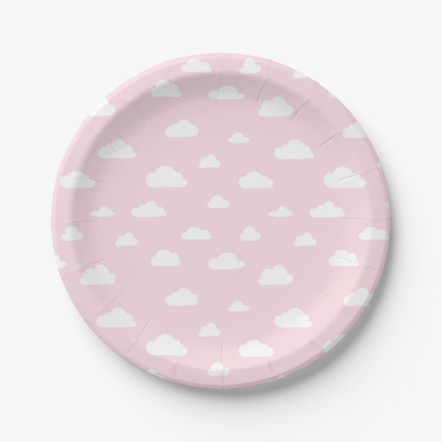 Prato De Papel Nuvens brancas dos desenhos animados no teste (Frente)