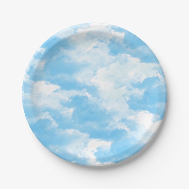 Prato De Papel Nuvens Céu Azul (Frente)