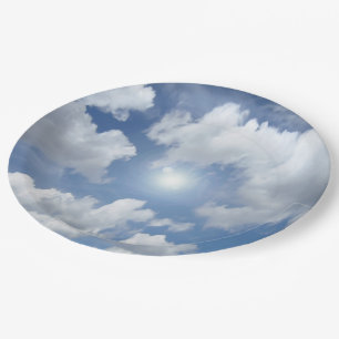 Prato De Papel Nuvens do Céu Azul + suas ideias