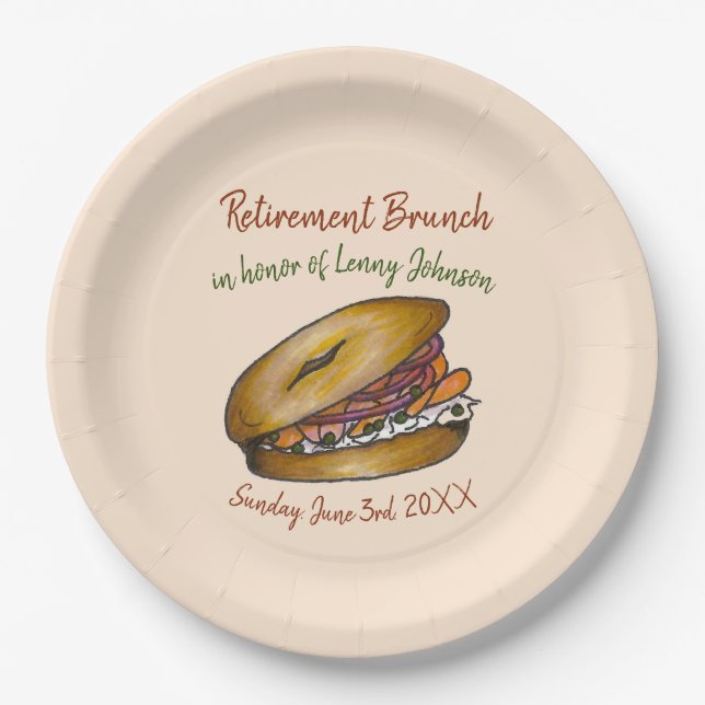 Prato De Papel NYC Deli Bagel Cream Queijos Cebolas Lox (Frente)