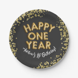Prato De Papel NYE 1rua Feliz Aniversário Um Ano Convidar