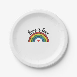 Prato De Papel O Amor É Amor Camisa Vintage Coração Arco-Íris Des