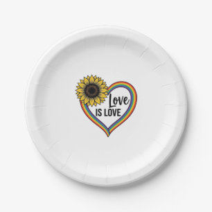 Prato De Papel O Amor é Amor Flor de Girassol Coração Camisa Vint