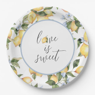 Prato De Papel O amor é doce de folhas de papel de limão
