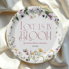 Prato De Papel O Amor Está em Festa | Chá de Bebê de Floral em Aq