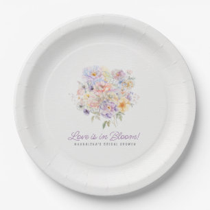 Prato De Papel O amor está em flor Salão de noiva Floral Bem-vind