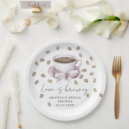 Prato De Papel O amor está fervendo Chuveiro de noiva de café Bow