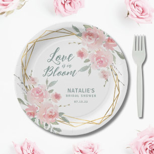 Prato De Papel O amor está no Bloom Chá de panela