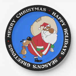 Prato De Papel O cachorro ruim morde Papais noeis pretos no Bumbu