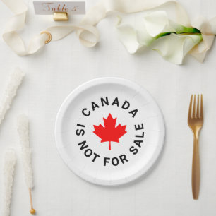 Prato De Papel O Canadá não está à venda texto vermelho mapa folh