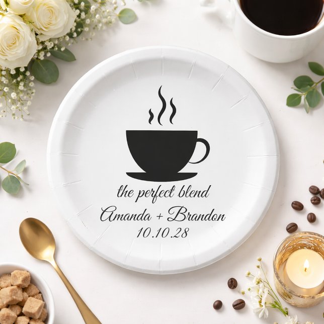 Prato De Papel O Casamento De Café Quente Com Mistura Perfeita (Criador carregado)
