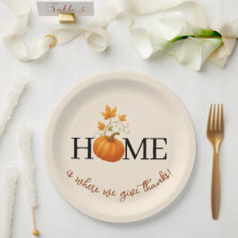 Prato De Papel O Dia de Ação de Graças é onde damos Obrigados