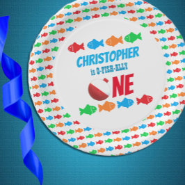 Prato De Papel O-Fish-Ally Um primeiro aniversario De Pesca