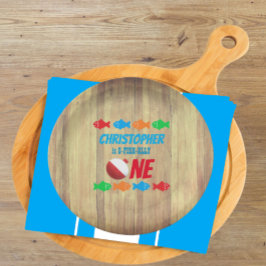 Prato De Papel O-Fish-Ally Um primeiro aniversario De Pesca