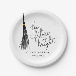 Prato De Papel O Futuro É O Formando Brilhante Tassel Preto