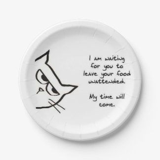 Prato De Papel O gato irritado roubará sua comida - placa de