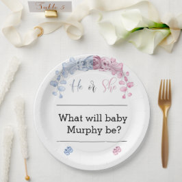 Prato De Papel O gênero revela o convite, Ele ou ela