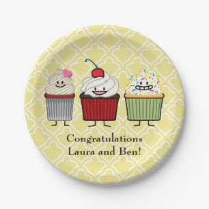 Prato De Papel O glacé da família do cupcake polvilha bolos da
