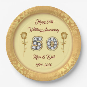 Prato De Papel O luxo personaliza o feliz aniversário de 50 anos