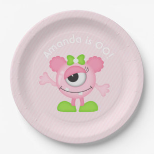 Prato De Papel O Monstro da Menina personalizado