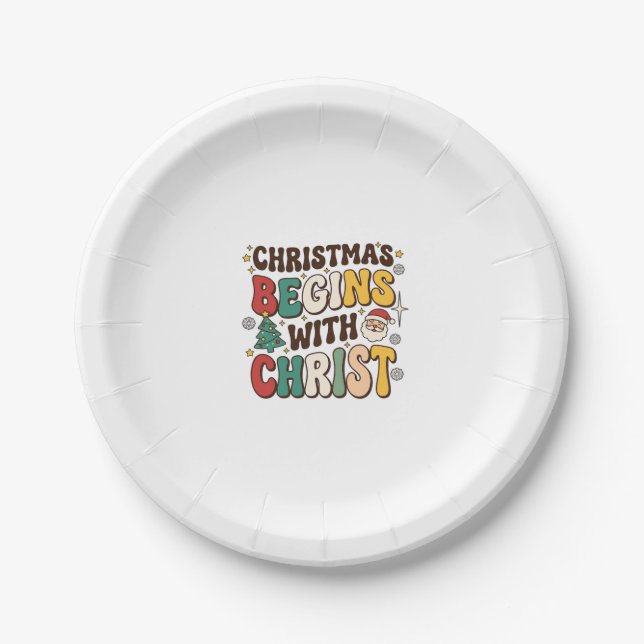 Prato De Papel O Natal Começa Com Cristo Design de Árvore de Nata (Frente)
