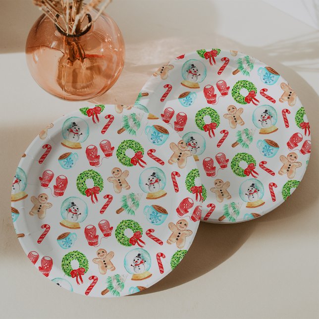 Prato De Papel O Natal Mais Maravilhoso do Ano (Cute Christmas Most Wonderful Time of the Year Paper Plates)