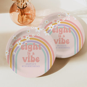 Prato De Papel O Rainbow Pastel Oito é um aniversário de 8 anos d
