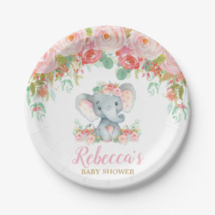 Prato De Papel O rosa do chá de fraldas do elefante cora a