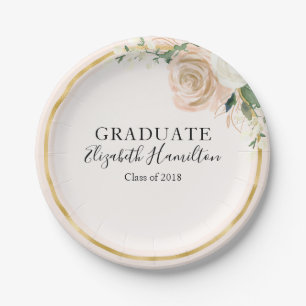 Prato De Papel O rosa graduado cora & Foil floral chique moderno