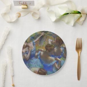 Prato De Papel Obra-Prima de Arte Fina Azul de Degas Bailarinas P