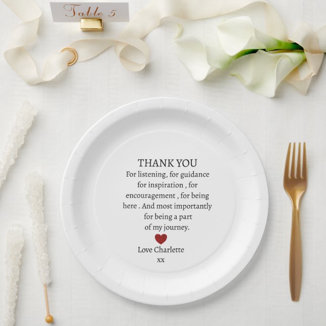 Prato De Papel obrigado amor personalizado fofo  (Casamento)