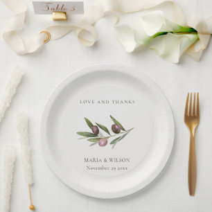 Prato De Papel Obrigado de Casamento de Folhagem Mínima Rustic Ol