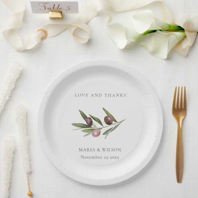 Prato De Papel Obrigado de Casamento de Folhagem Mínima Rustic Ol (Casamento)