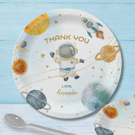 Prato De Papel Obrigado pelo Aniversário do Astronauta no Espaço