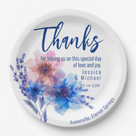 Prato De Papel obrigados 💍 Cornflower e Lavandas