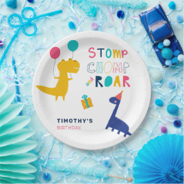 Prato De Papel Obrigados de Aniversário do Dinossauro Gelado para