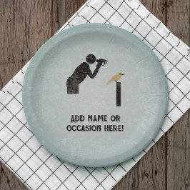 Prato De Papel Observador de aves e binóculos - seu nome ou texto