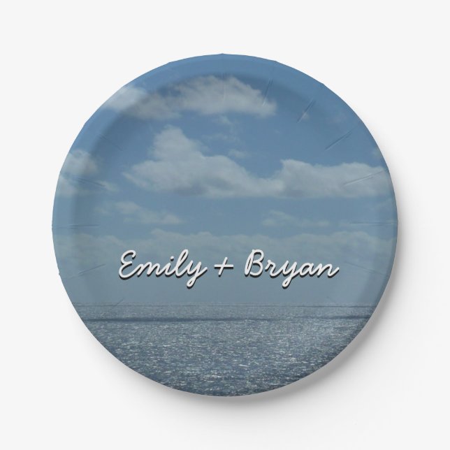 Prato De Papel Oceano Azul do Mar de Caribe Sunny (Frente)