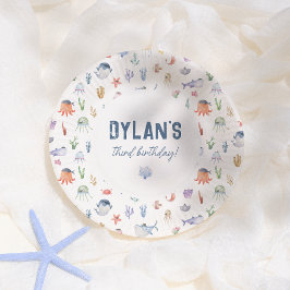 Prato De Papel Oceano Pirata Sob A Festa de aniversário Do Sea Bo