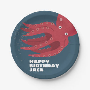 Prato De Papel Octopus Undersea Themed Birday